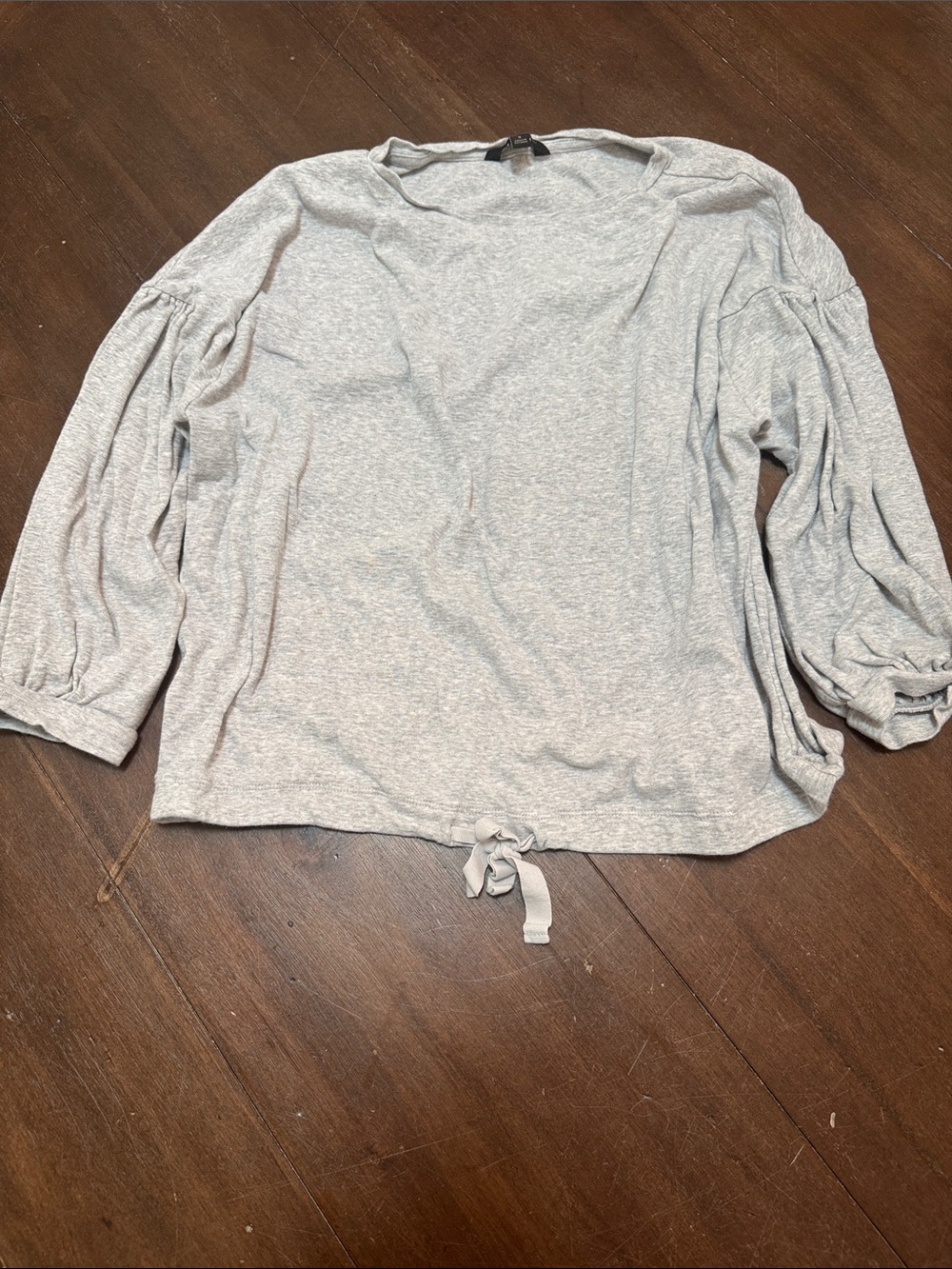 Banana Republic Light Gray Long Sleeve Tie-Hem Top